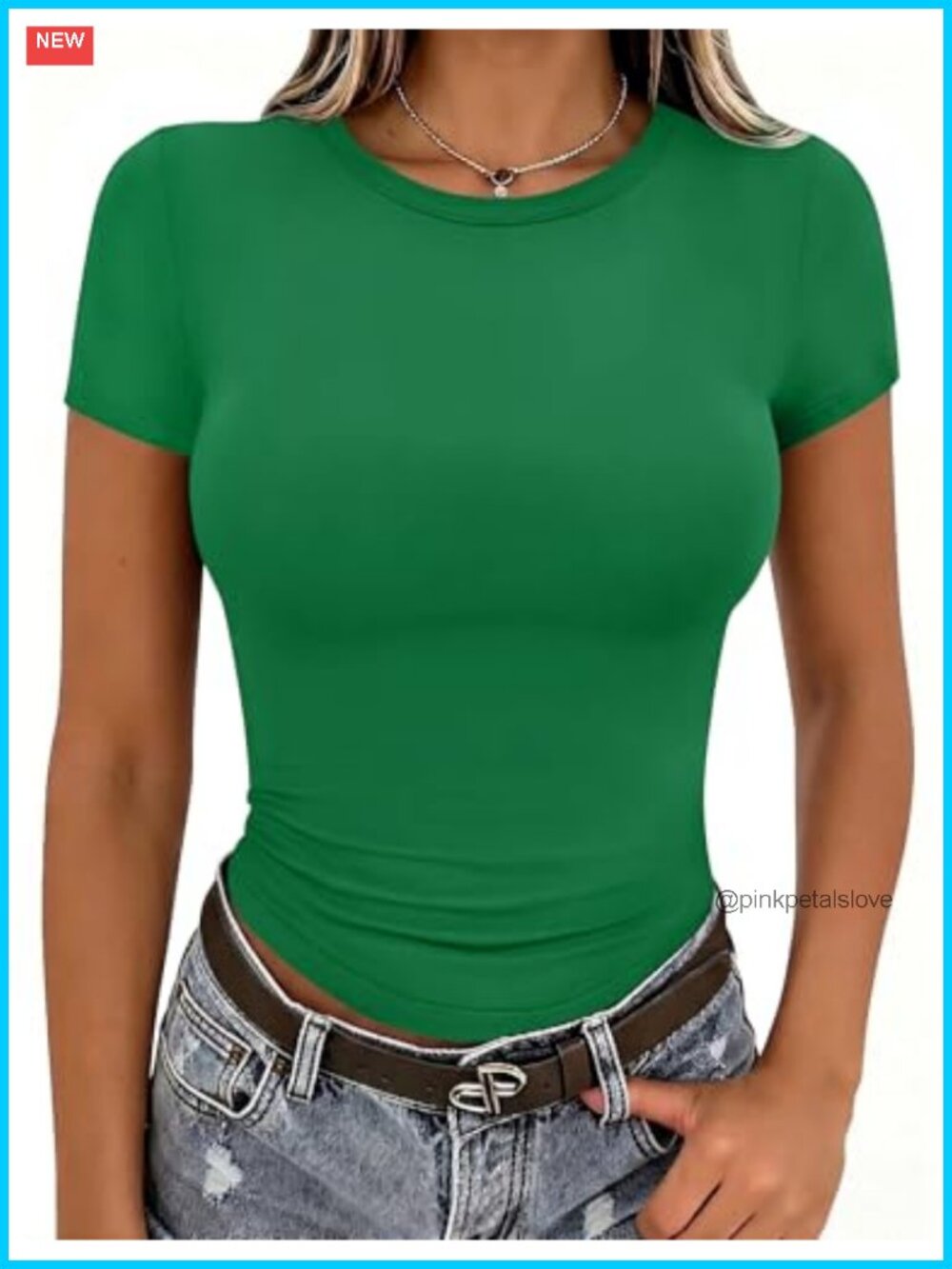 Women's Fitted Short Sleeve T-Shirt Stretchy Summer Basic Tee